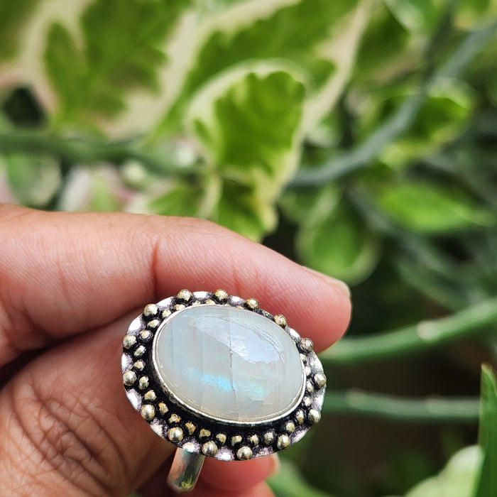 Certified Moonstone Adjustable Ring-R35