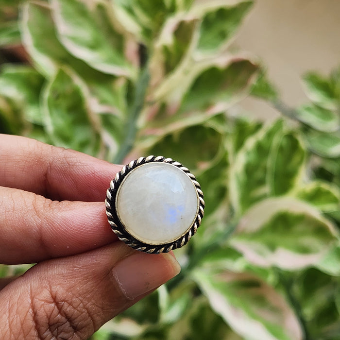 Certified Moonstone Adjustable Ring-R38