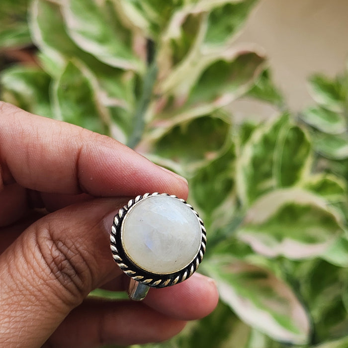 Certified Moonstone Adjustable Ring-R38
