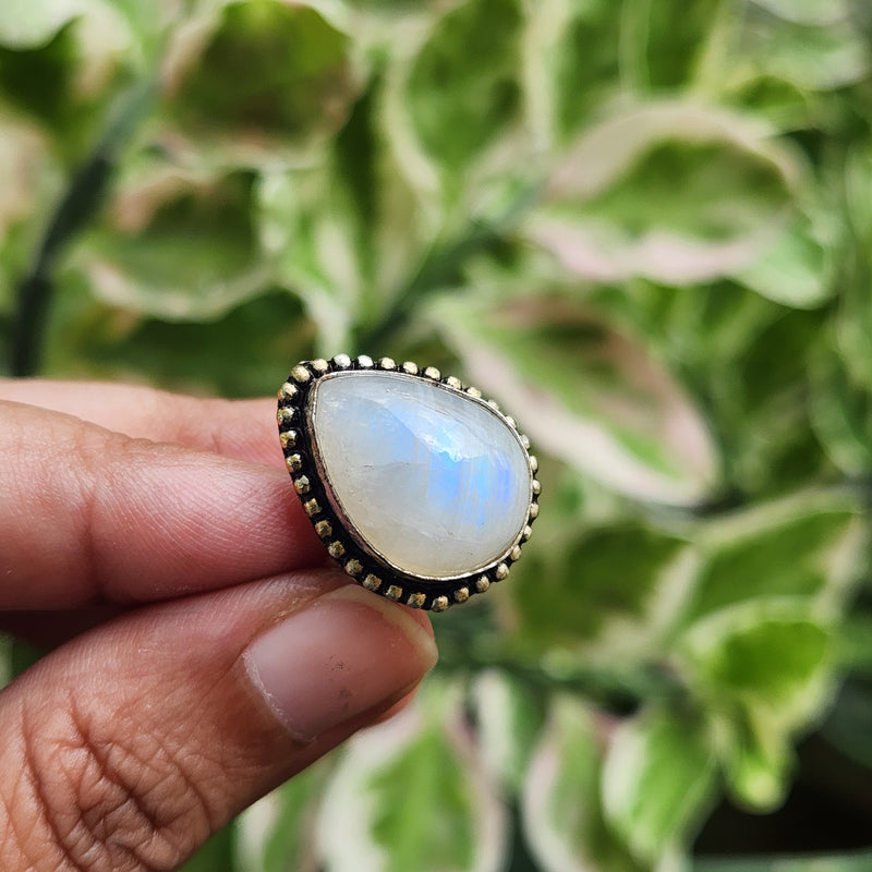 Certified Moonstone Adjustable Ring-R41