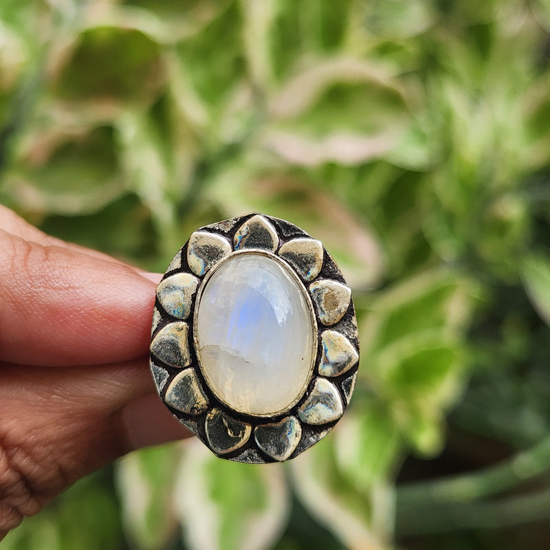 Certified Moonstone Adjustable Ring-R42