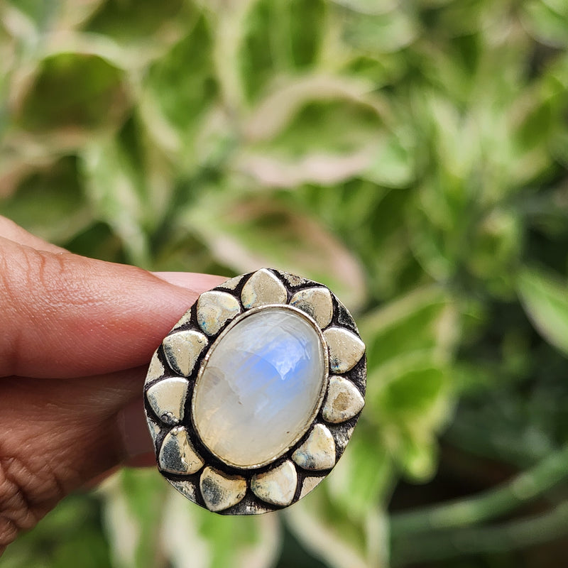 Certified Moonstone Adjustable Ring-R42