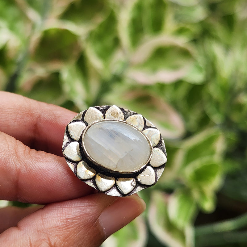 Certified Moonstone Adjustable Ring-R42