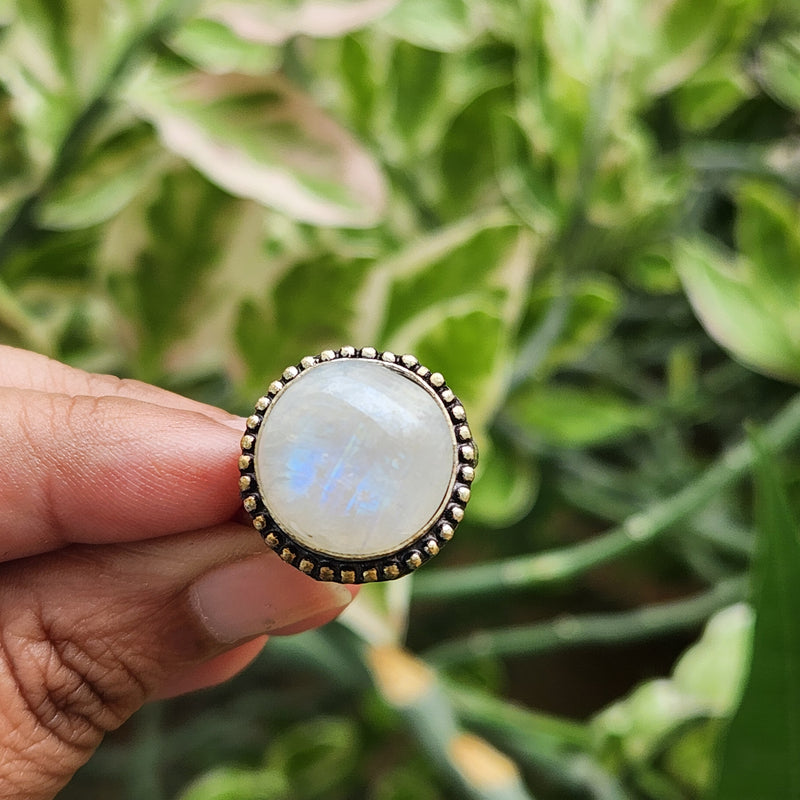 Certified Moonstone Adjustable Ring-R43