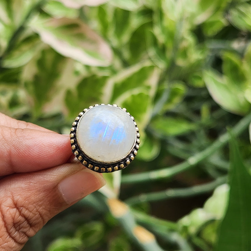 Certified Moonstone Adjustable Ring-R43