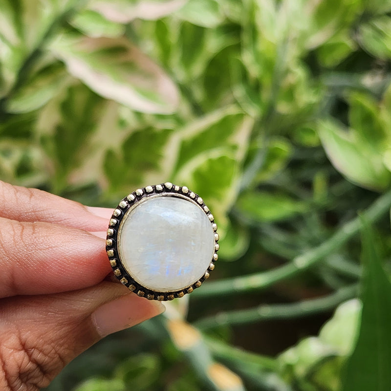 Certified Moonstone Adjustable Ring-R43