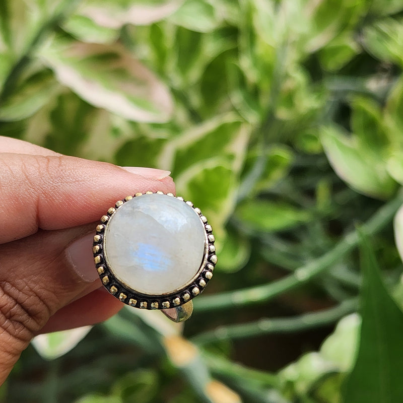 Certified Moonstone Adjustable Ring-R43