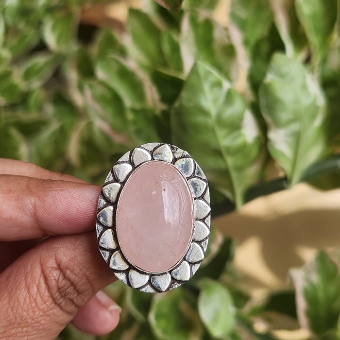 Certified Rose Quartz Adjustable Rings- R74