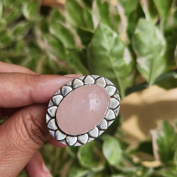 Certified Rose Quartz Adjustable Rings- R74