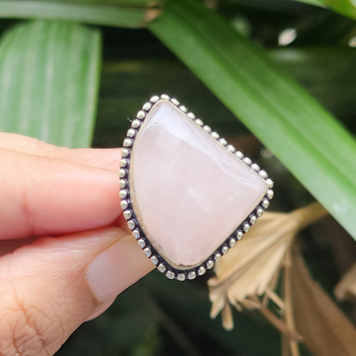 Certified Rose Quartz Adjustable Rings- R63