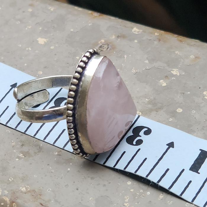Certified Rose Quartz Adjustable Rings- R63