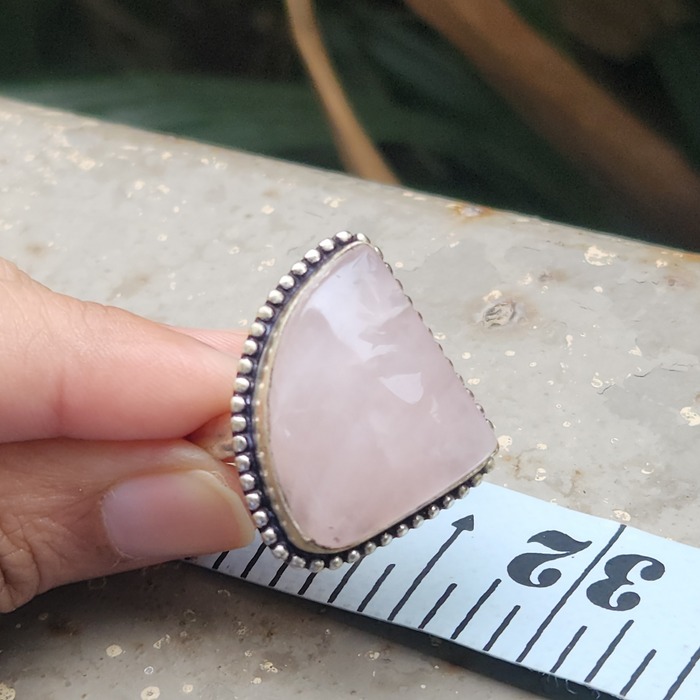 Certified Rose Quartz Adjustable Rings- R63