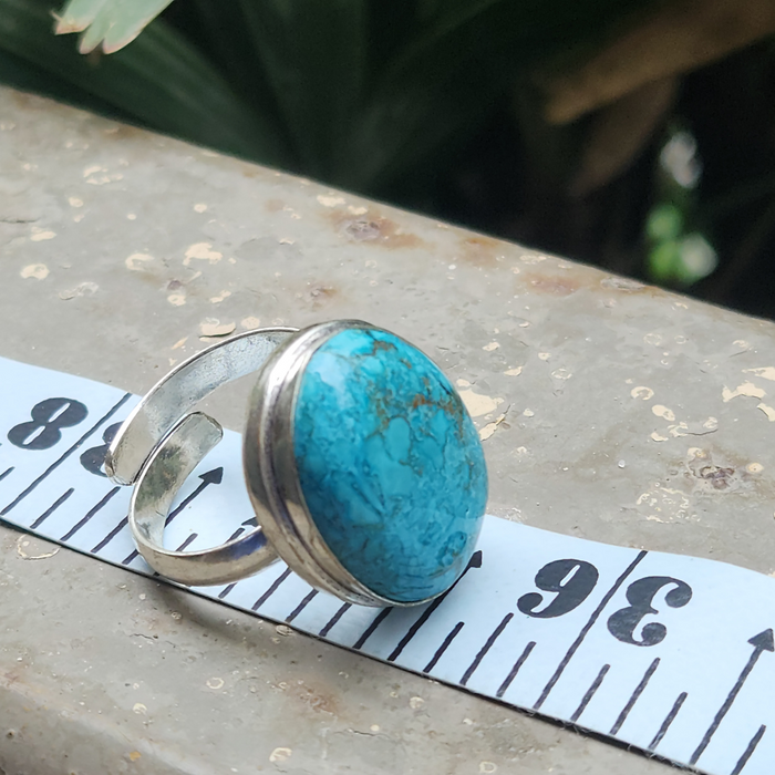Certified Turquoise Firoza Adjustable Rings- R72