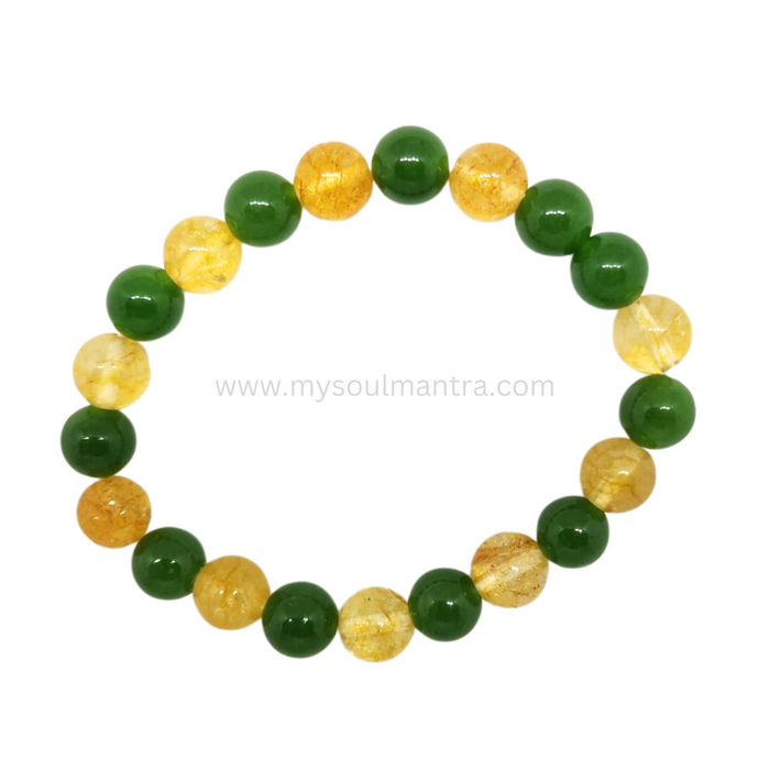 Certified & Energised Citrine & Green Jade Bracelet