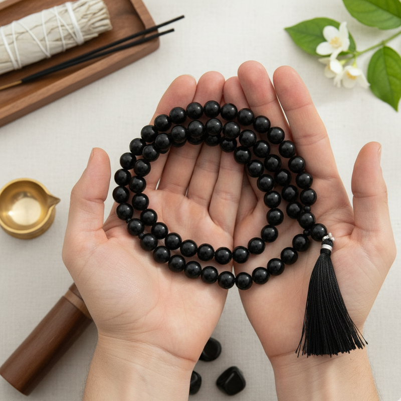 Black Onyx Stone Mala 108 Beads