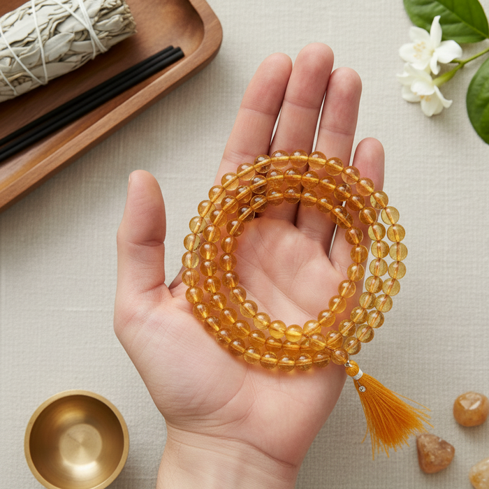 Citrine Stone Rosary Mala 108 Beads