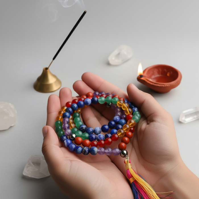 Seven Chakra Stone Rosary Jaap Mala 108 Beads