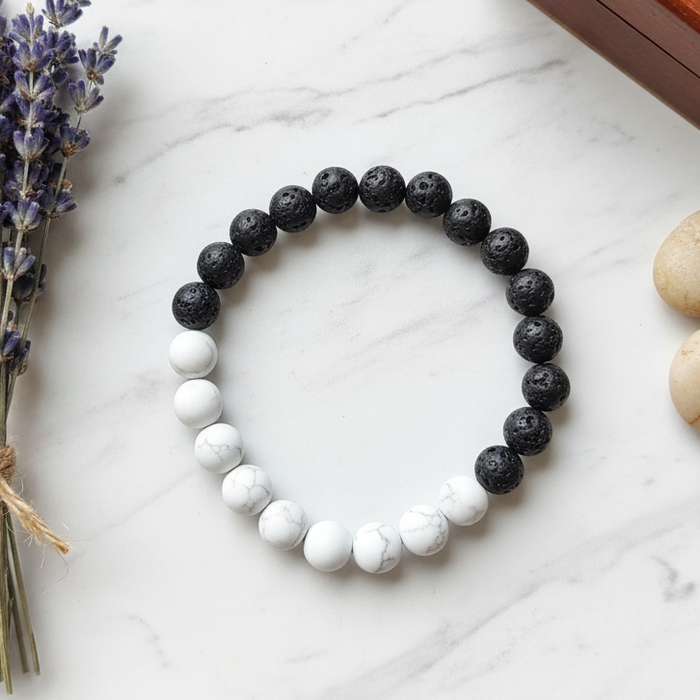 Lava & Howlite Crystal Bracelet