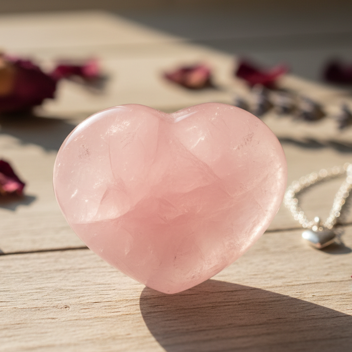 Natural Rose Quartz Crystal Heart Shape Stone for Love & Harmony