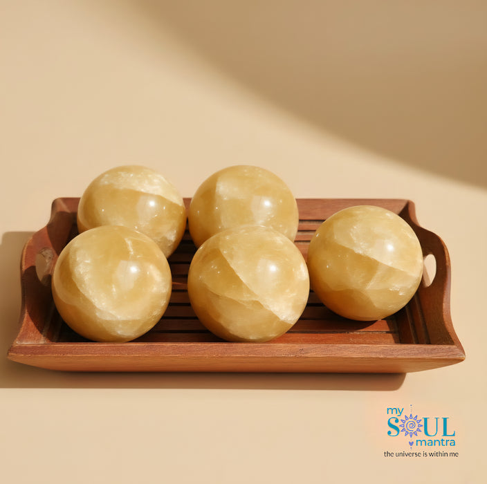 Yellow Calcite Crystal Ball Sphere