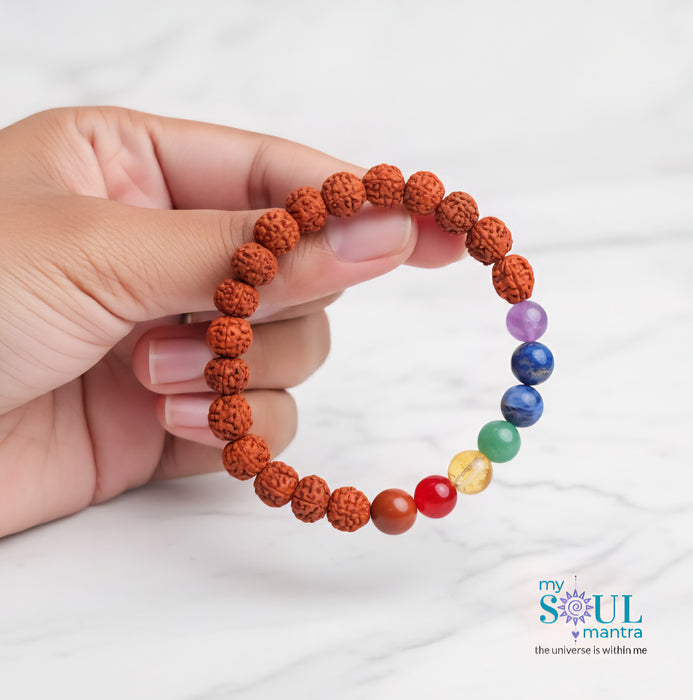 5 mukhi rudraksha bracelet with seven chakra