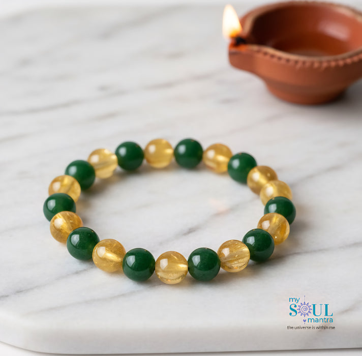 Citrine & Green Jade Bracelet