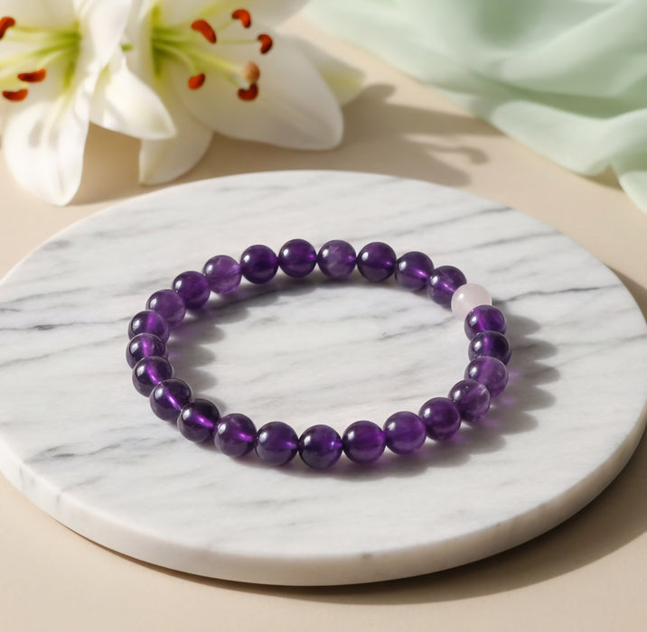 Amethyst with one Rose Quartz