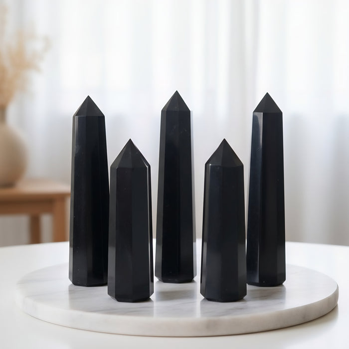 Black Obsidian Crystal Wand / Tower