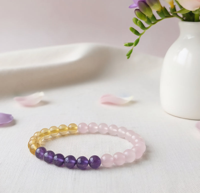 Rose Quartz, Amethyst & Citrine Bracelet
