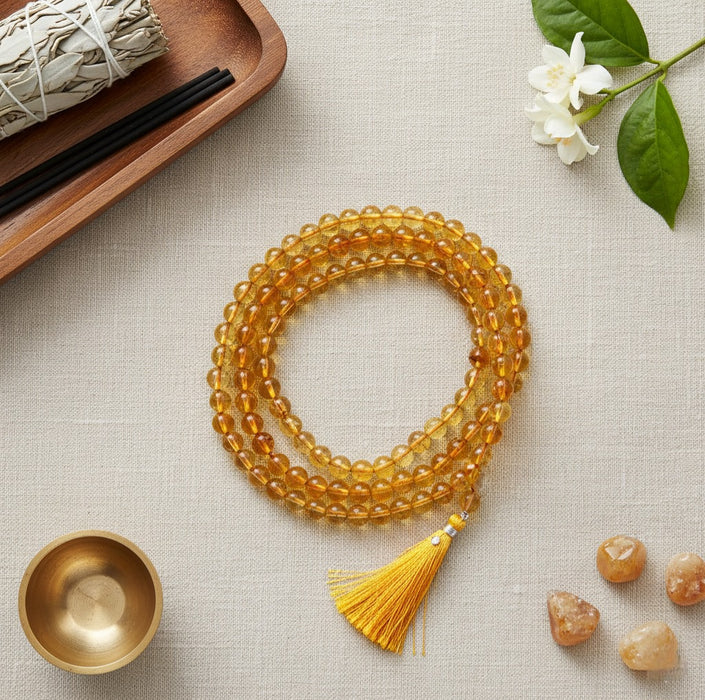 Citrine Stone Rosary Mala 108 Beads