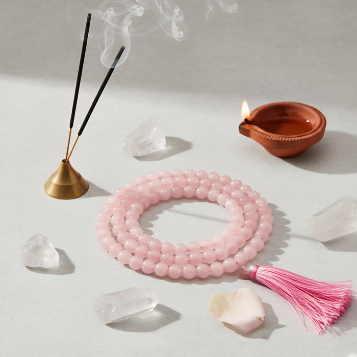 Rose Quartz Stone Rosary Mala 108 Beads