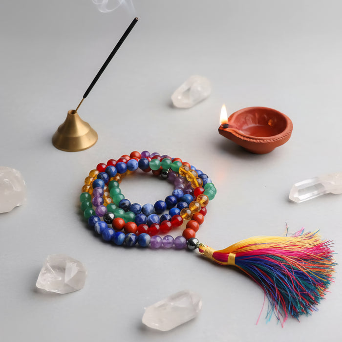 Seven Chakra Stone Rosary Jaap Mala 108 Beads