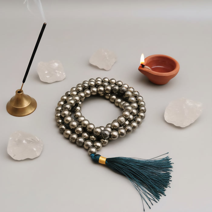 Pyrite Stone Rosary Mala 108 Beads