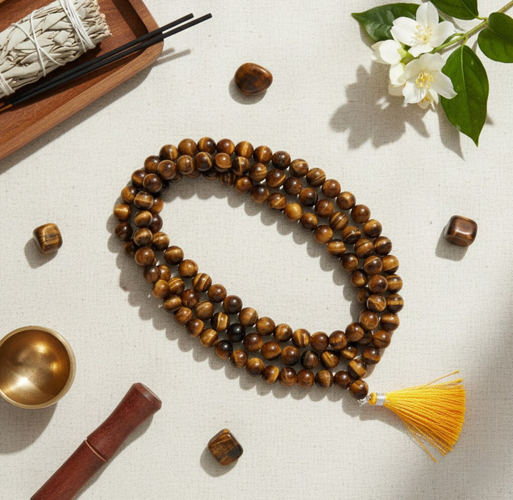Tiger Eye Stone Rosary Mala 108 Beads