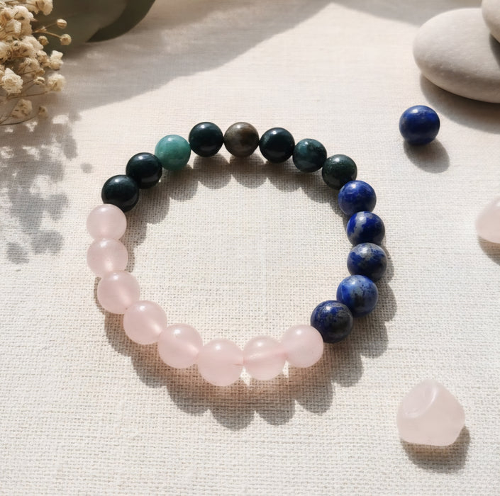 Song of the Heart - Rose Quartz, Moss Agate & Lapis Lazuli