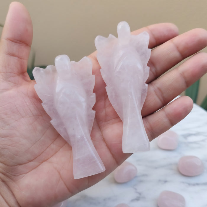 Rose Quartz Arch Angel with long wings