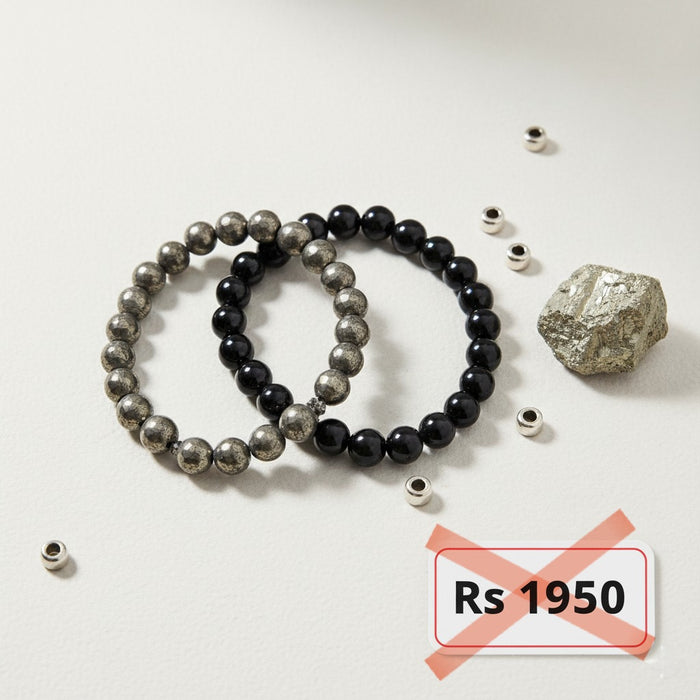 Wealth Shield Duo (Pyrite & Black Obsidian)