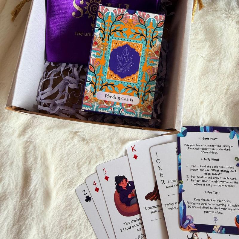 Playing Poker Cards with Daily Guidance Affirmations Gift Box- My Soul Mantra