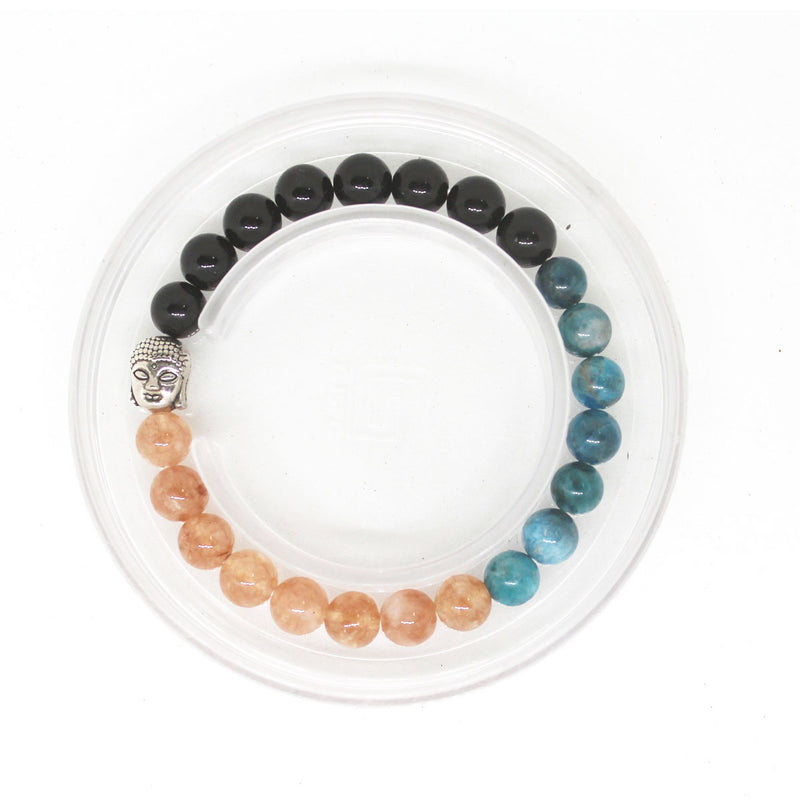 Certified & Energised Weight loss, Detox Bracelet - Blue Apatite, Sunstone, Black Tourmaline