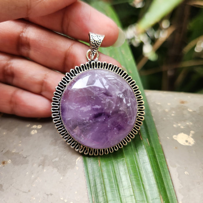 Certified Amethyst Round Pendant Online without Chain