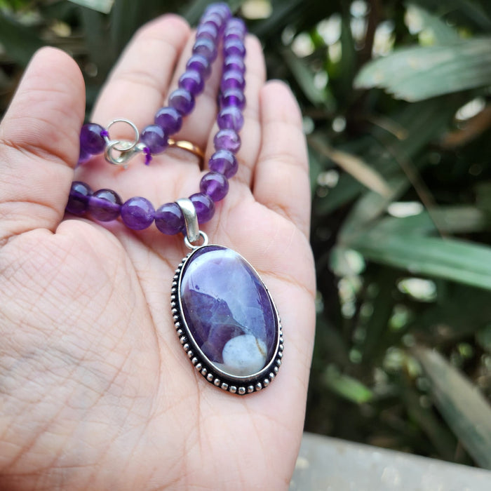Certified Amethyst Necklaces / Mala with Pendant