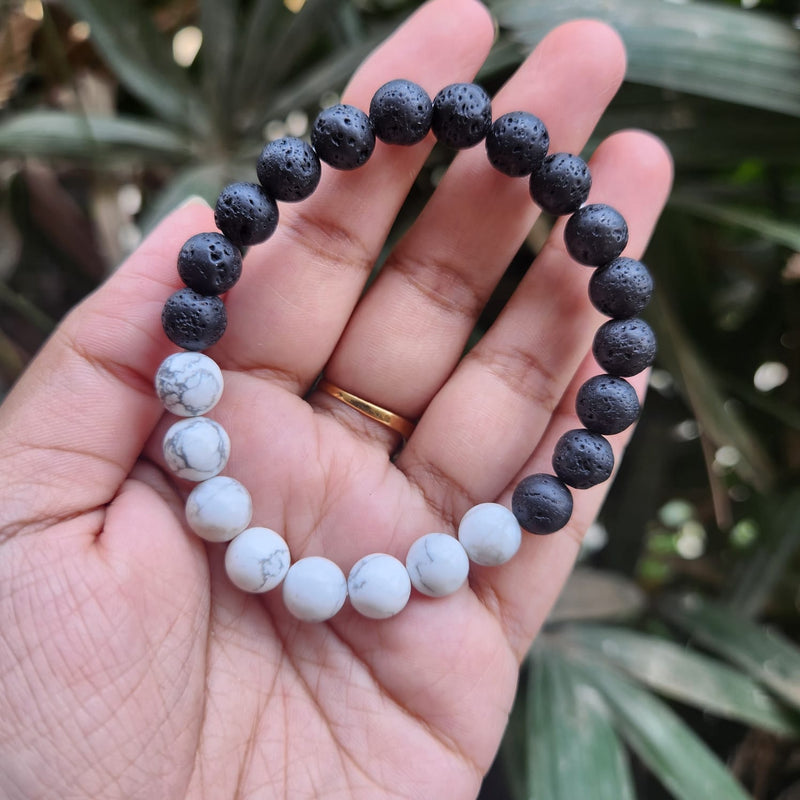Lava & Howlite Crystal Bracelet