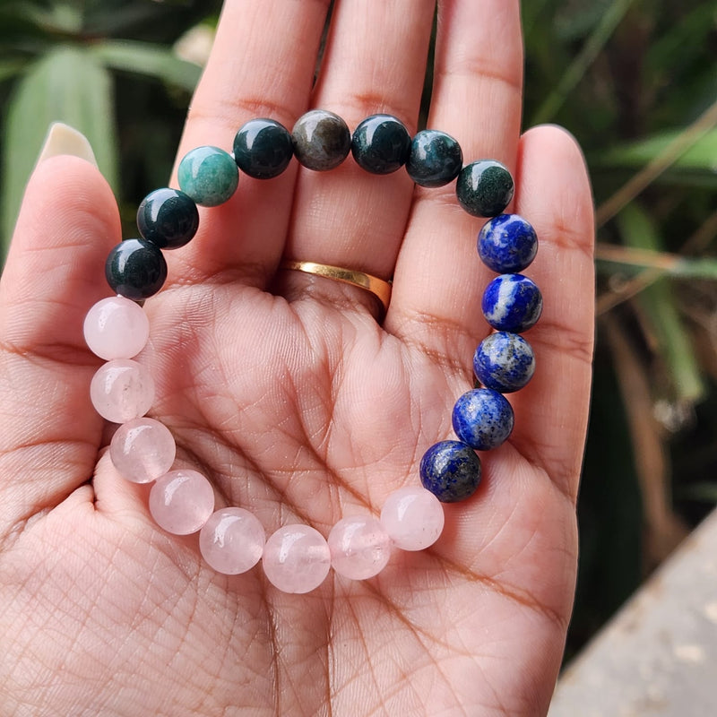 Song of the Heart - Rose Quartz, Moss Agate & Lapis Lazuli