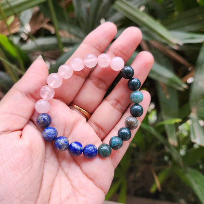 Song of the Heart - Rose Quartz, Moss Agate & Lapis Lazuli