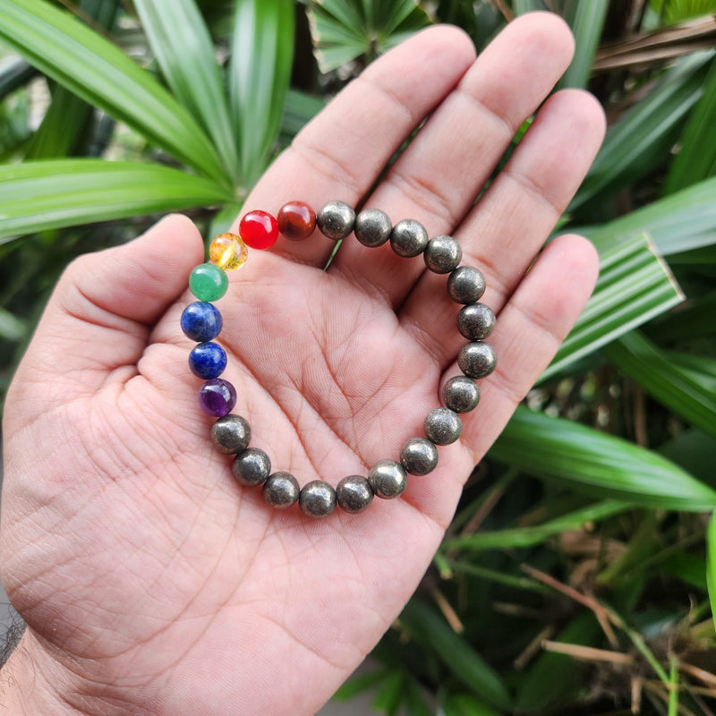 Pyrite with Seven Chakra Healing Bracelet
