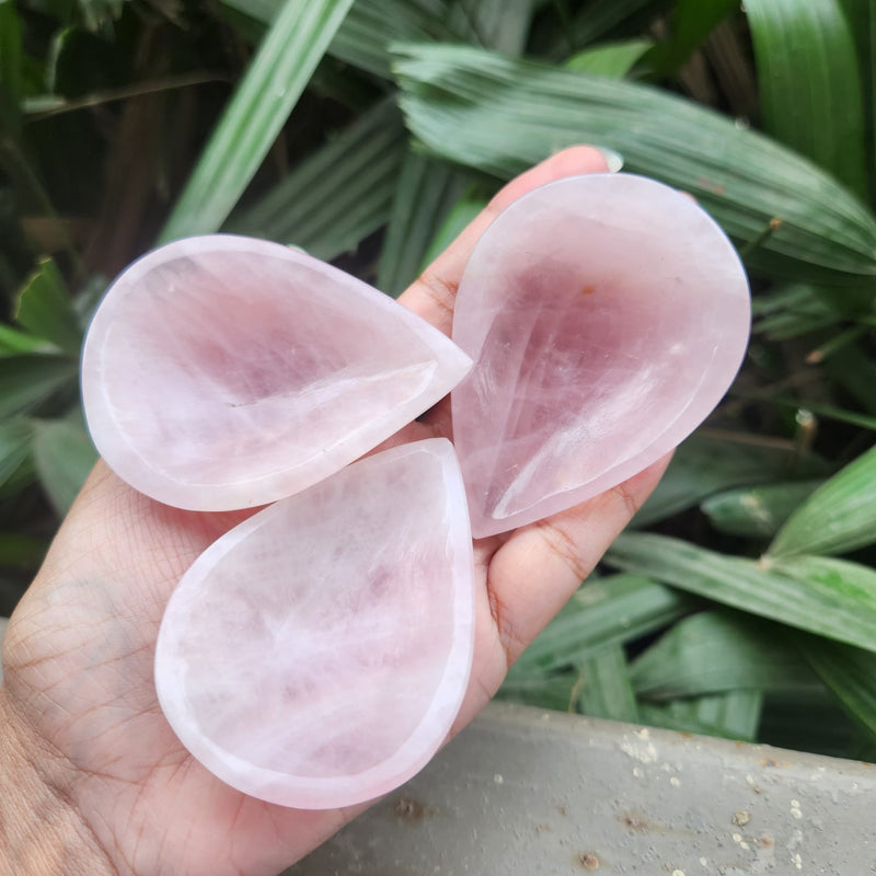 Natural Rose Quartz Diya  - 1 Piece