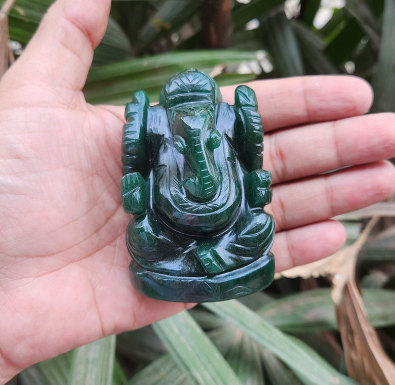 Green Jade Ganesha for Luck & Abundance