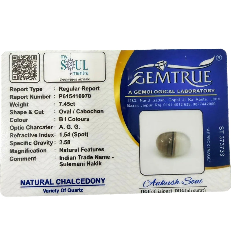 Black Agate Sulemani Hakik Stone - 7.45 Carat