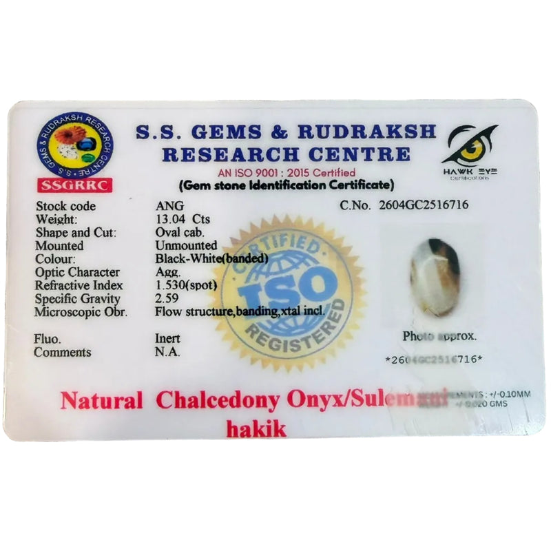 Black Agate Sulemani Hakik Stone - 13.04 Carat