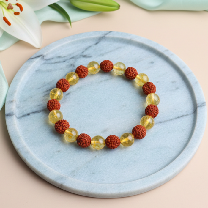 Citrine Crystal & Rudraksha Bracelet
